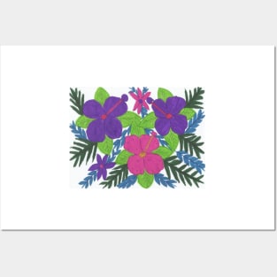 Purple and Pink Hibiscus Bouquet Posters and Art